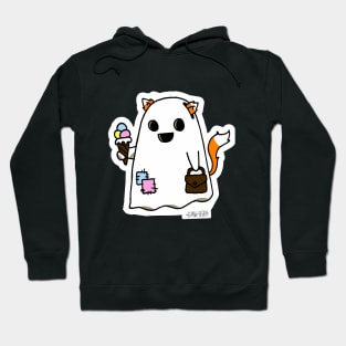 Cute little funny fox ghost cat tail eat ice cream Hoodie